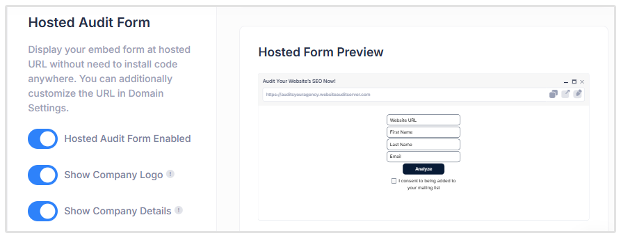 Hosted Audit Form